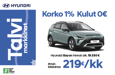 Hyundai BAYON 1% korolla+ 0 € kuluilla. Iman  käsirahaa 219 €/kk!