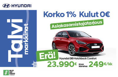 Hyundai i30 ASIAKASOMISTAJAHINTAAN 23 990€, ilman käsirahaa 249€/kk!