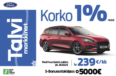 Ford Focus 1% korolla+ kulut. Kaupan päälle 5000€ S-Bonusostokirjaus!