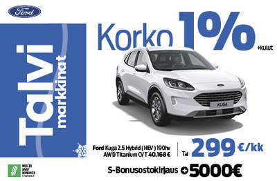 Ford Kuga 1% korolla+ kuluilla. 5000€ S-Bonusostokirjaus!