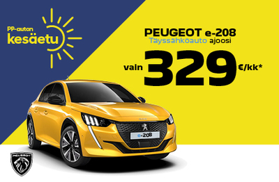 Täyssähköinen Peugeot e-208 VAIN 329€/kk!