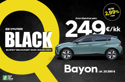 Hyundai BAYON 2,99% korolla+ kulut. Iman käsirahaa esim. 249 €/kk!